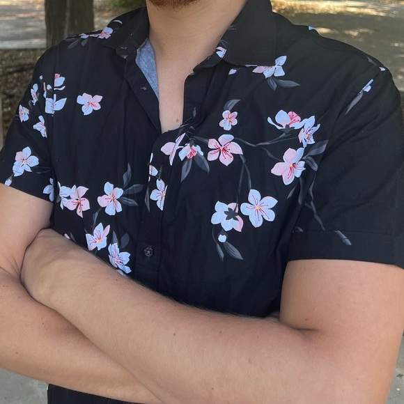 DENIM & FLOWER RICKY SINGH CHERRY BLOSSOM MEN FLORAL BUTTON DOWN DRESS SHIRT GUY - Picture 13 of 16